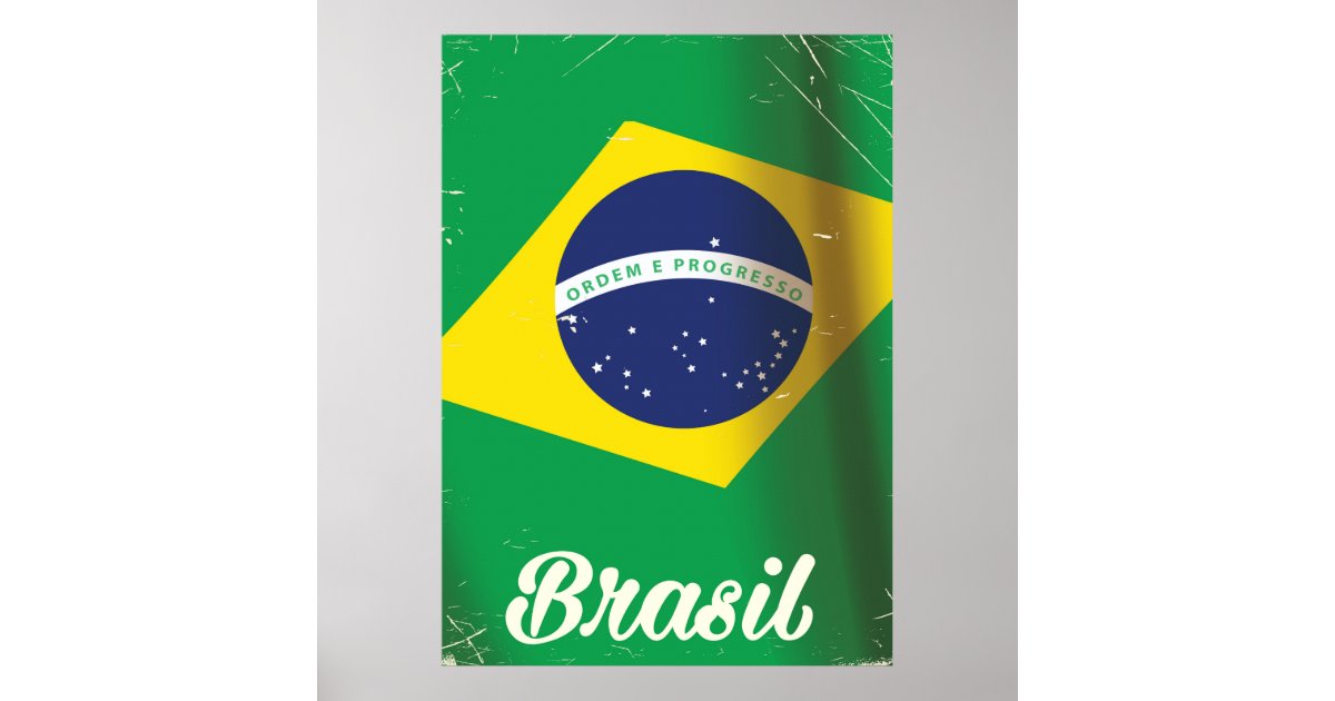 Brasil national flag vintage travel poster | Zazzle