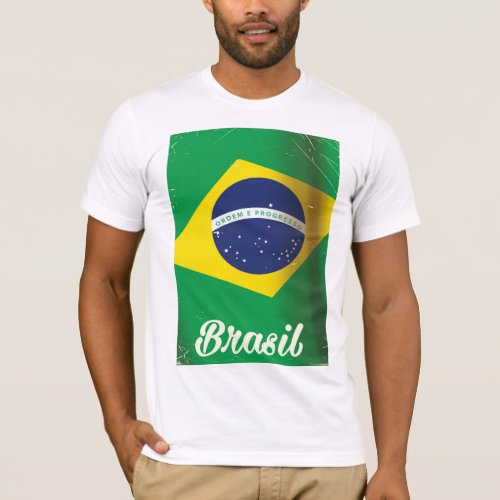 Brasil national flag vintage travel poster T_Shirt