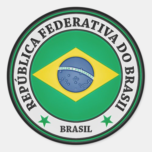Brasil Round Emblem Classic Round Sticker