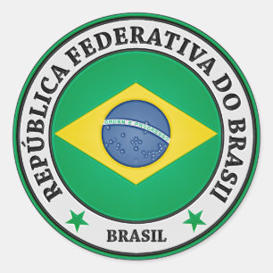 Brasil Round Emblem Classic Round Sticker