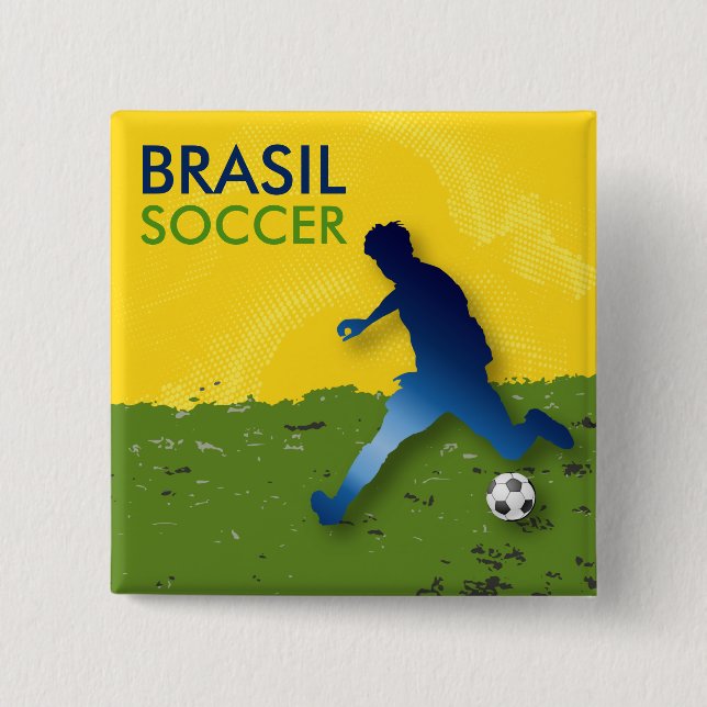 Brasil Soccer Pinback Button (Front)