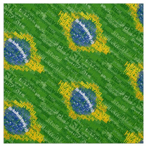 Brasil Text Flag Fabric