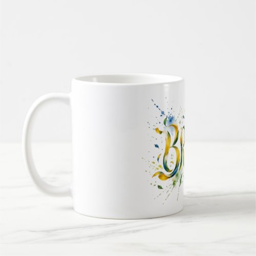 Brasil Watercolor Splatter Artistic Coffee Mug