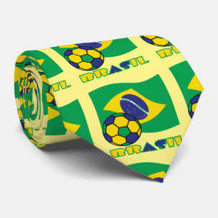Brasileiro Futebol e Bandeira Brasil in Portuguese Neck Tie