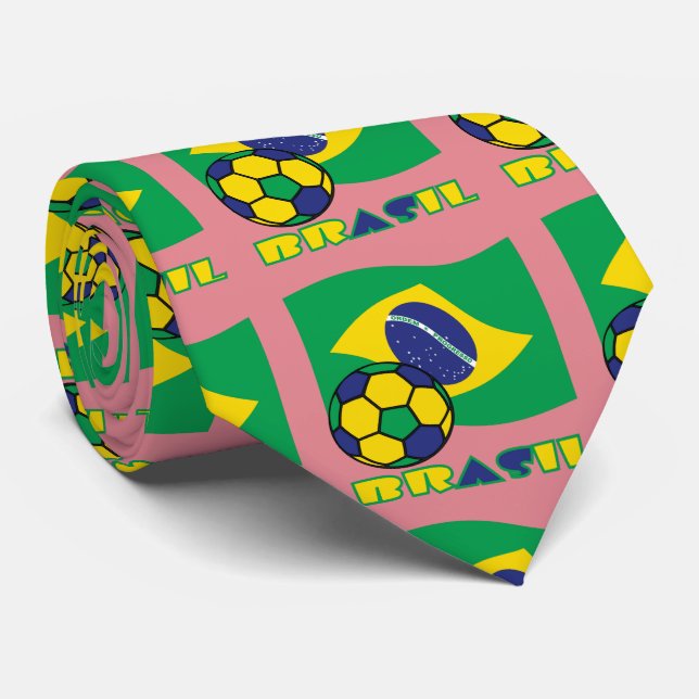 Brasileiro Futebol e Bandeira Neck Tie (Rolled)