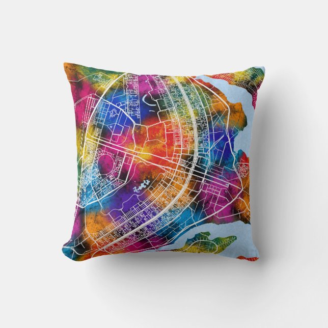 Brasília Brazil City Map Throw Pillow (Front)