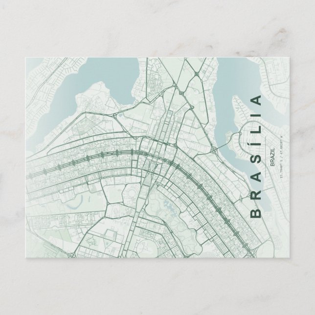 Brasilia Brazil Map Minimal Postcard (Front)