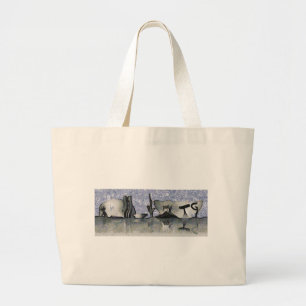 Brasilia city skyline painting large tote bag