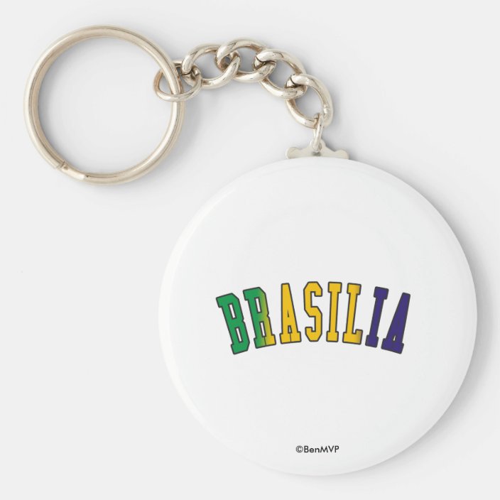 Brasilia in Brazil National Flag Colors Keychain