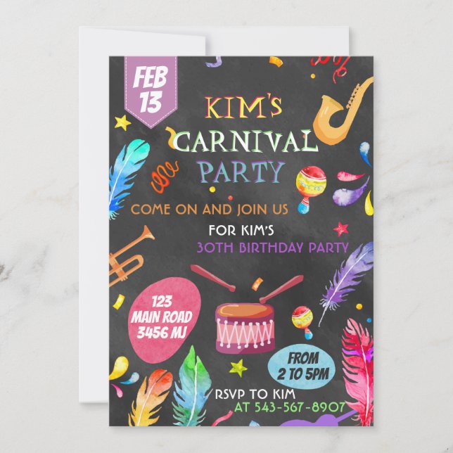 Brasilian Carnival Themed Invite Design (Front)
