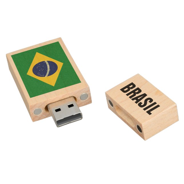 Brasilian flag USB pendrive flash drive | Brasil (Angled)
