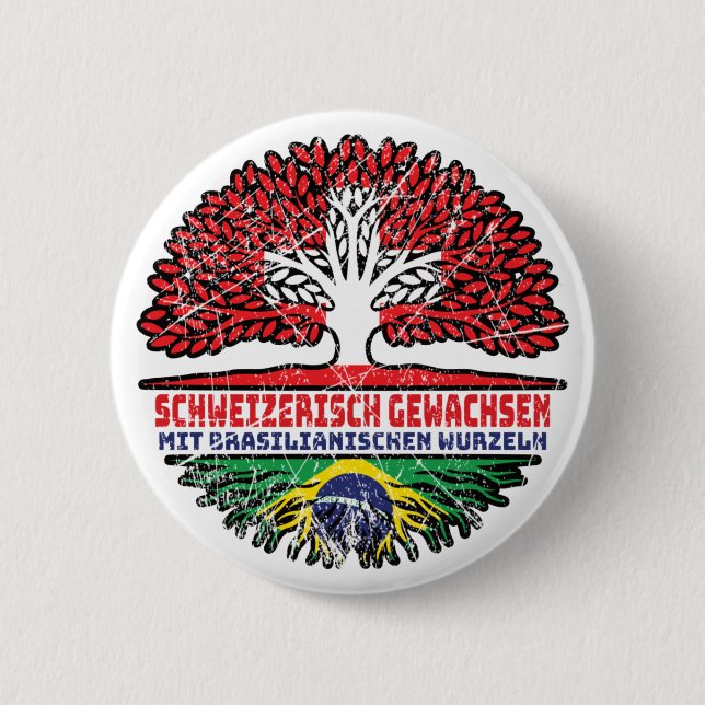 Brasilien Brasilianisch Schweizer Schweiz Baum Button (Front)