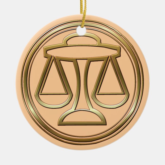 Brass and Copper Libra Ceramic Ornament (Front)