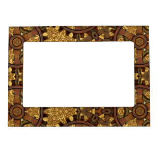 Brass and Copper Steampunk Cogs and Gears Magnetic Photo Frame