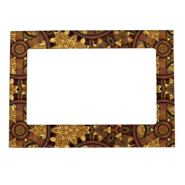 Brass and Copper Steampunk Cogs and Gears Magnetic Photo Frame (Front)