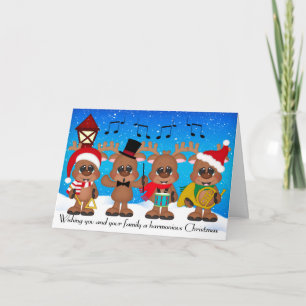 Brass Band Christmas Reindeer Greeting Card