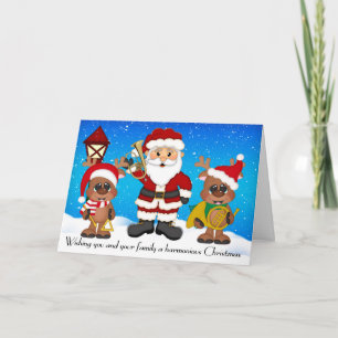 Brass Band Christmas Santa Greeting Card