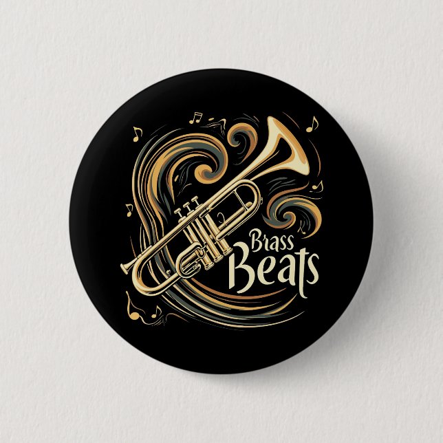 Brass Beats Trumpet Player Groove Button (Front)