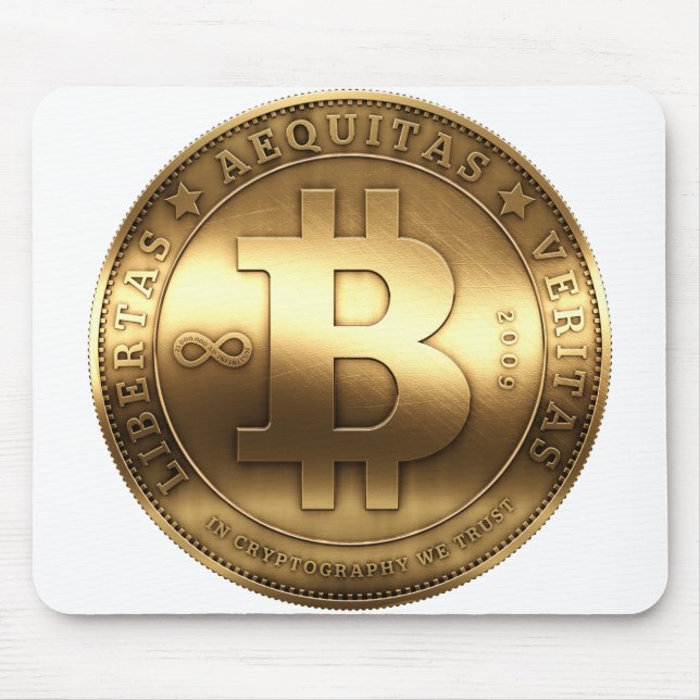 Brass Bitcoin Mouse Pad (Front)