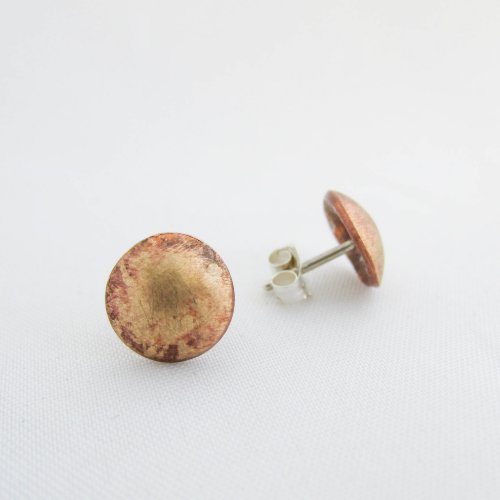 Brass Button Stud Earrings