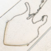 Brass Chevron Necklace w/Sterling Silver Chain (3/4)