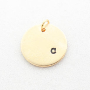Brass Concave Handstamped Initial Pendant