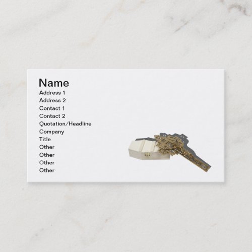 Brass Crucifix Wooden Coffin Business Card