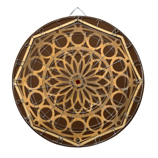 Brass decorated and handcrafted, very elegant dart board (Front)