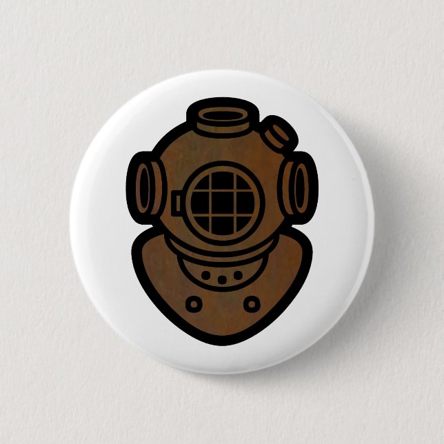 Brass Diving Helmet Pinback Button (Front)