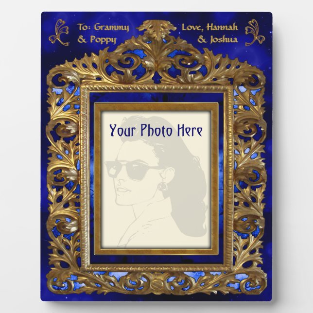 Brass Edwardian Frame on Blue - Personalized (Front)