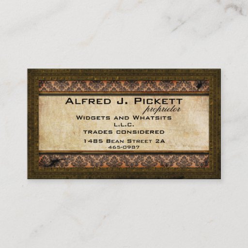 Customizable Brass Frame Steampunk Cogs Business Card