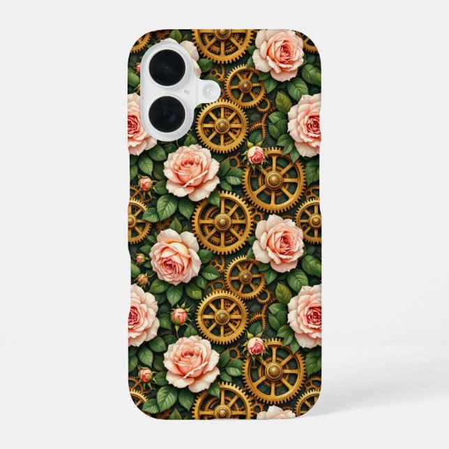 Brass Gears and Roses iPhone Case (Back)