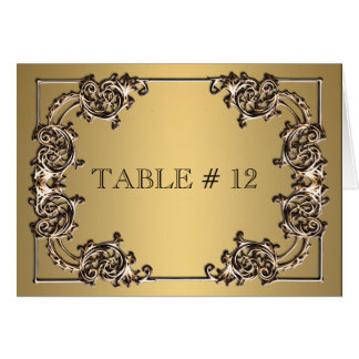 Brass gold ornate table number wedding dinner