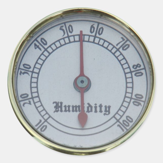 Brass Humidity Meter Classic Round Sticker (Front)