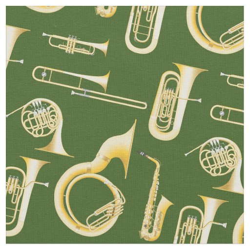 Brass Instruments Band Music Musician Decor Green Fabric