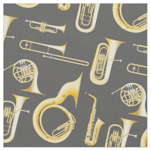 Brass Instruments Band Music Musician Grey Decor Fabric