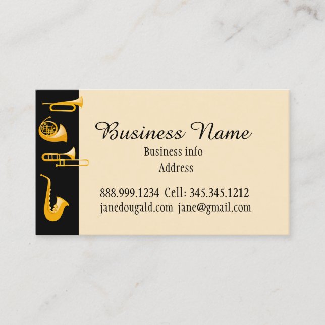 Brass Instruments Musician Music Business Business Card (Front)
