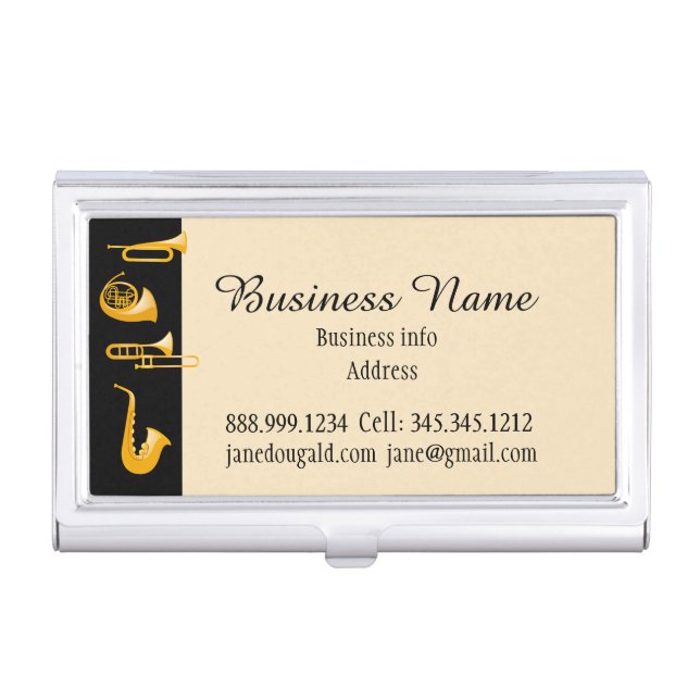 Brass Instruments Musician Music  Business  Business Card Case (Front)