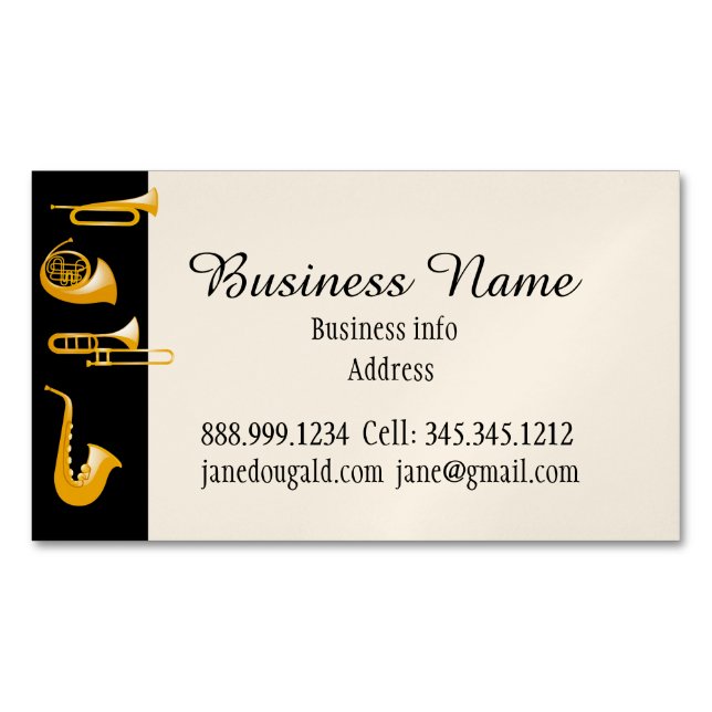 Brass Instruments Musician Music  Business Card Magnet (Front)