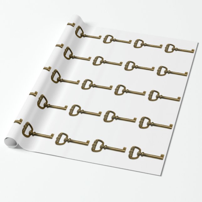 Brass Key Wrapping Paper (Unrolled)