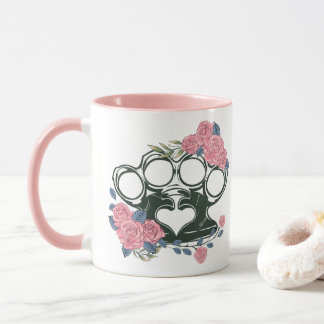 Brass Knuckles & Roses Vintage Floral Edgy Girl Mug