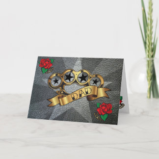 Brass Knuckles Tattoo DAD Greeting Card