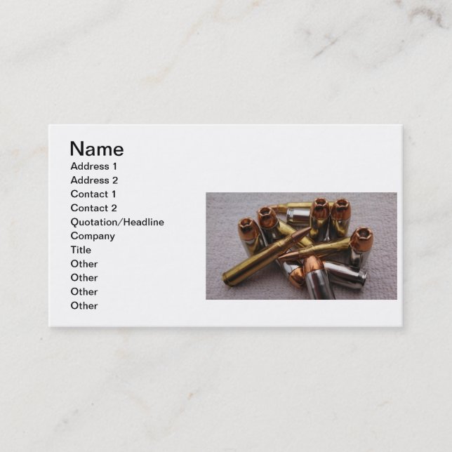 Brass & Lead  bullet Business Cards (Front)