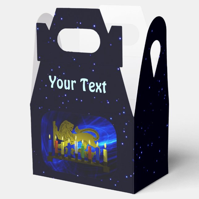 Brass Lion Menorah Favor Boxes (Opened)