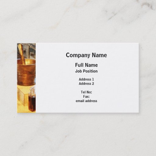 Customizable Brass Mortar and Pestle Business Card Templates