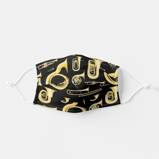 Brass Music Instruments Band Teacher Adult Cloth Face Mask (Front, Unfolded)