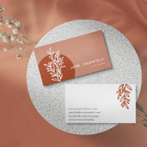 Brass & Rust Greenery Line Art Business Card