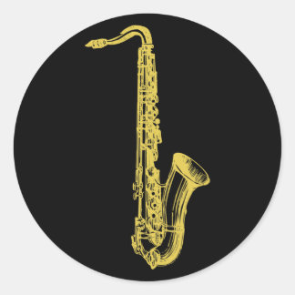 Brass Sax Classic Round Sticker