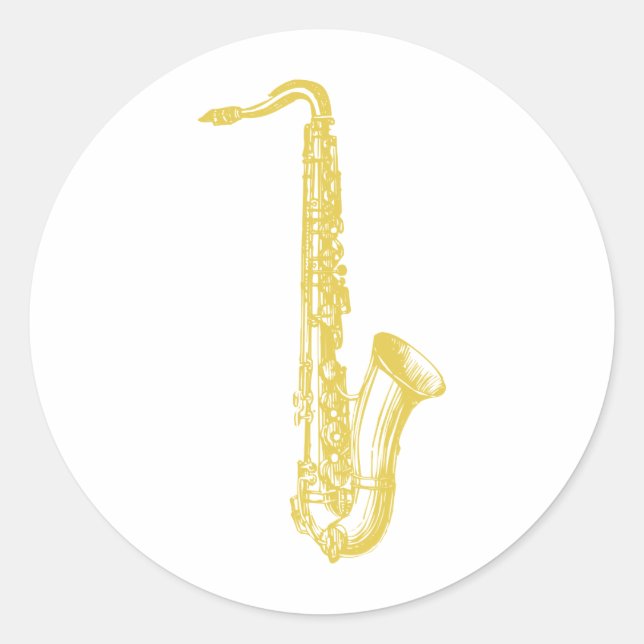 Brass Sax Classic Round Sticker (Front)