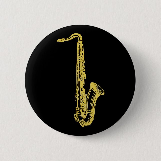 Brass Sax Pinback Button (Front)